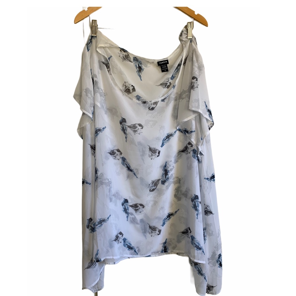 5X White Blue Bird T shirt Torrid